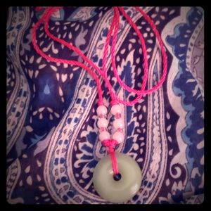 Jade necklace, circle, eternity, adjustable.